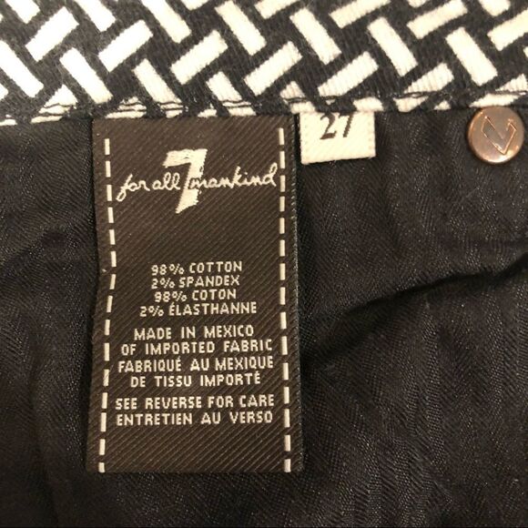 7FAM 7 For All Mankind Cropped Gwenevere Black & White Skinny Jeans Size 27 - Picture 7 of 8